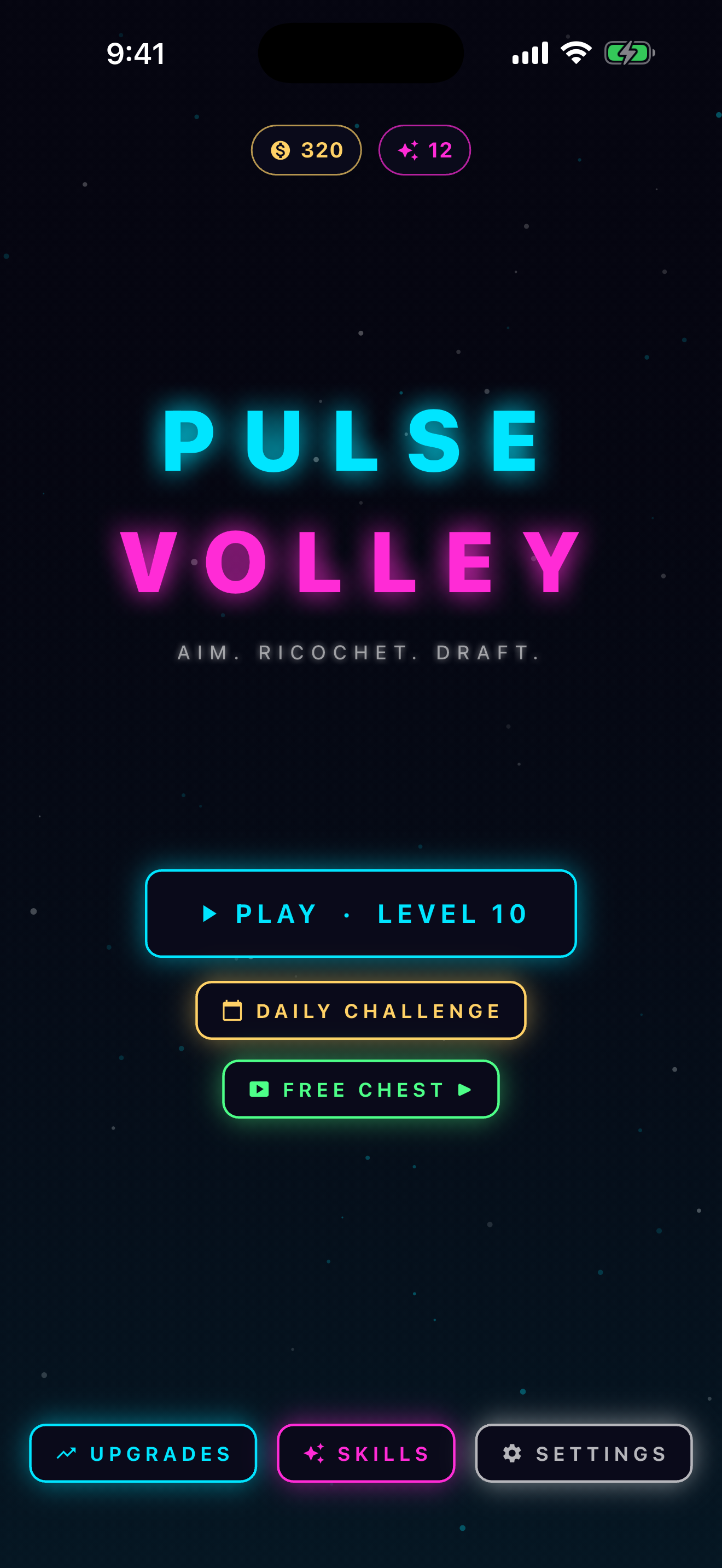 Pulse Volley home screen