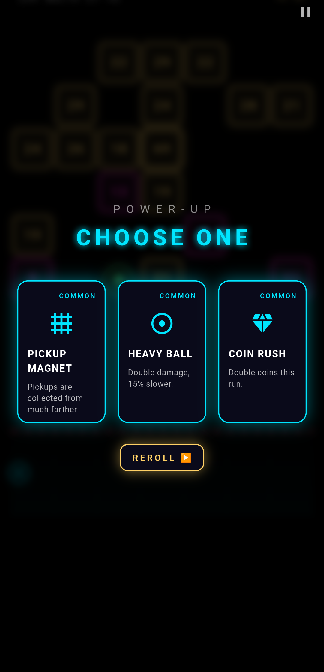 Drafting one of three power-ups
